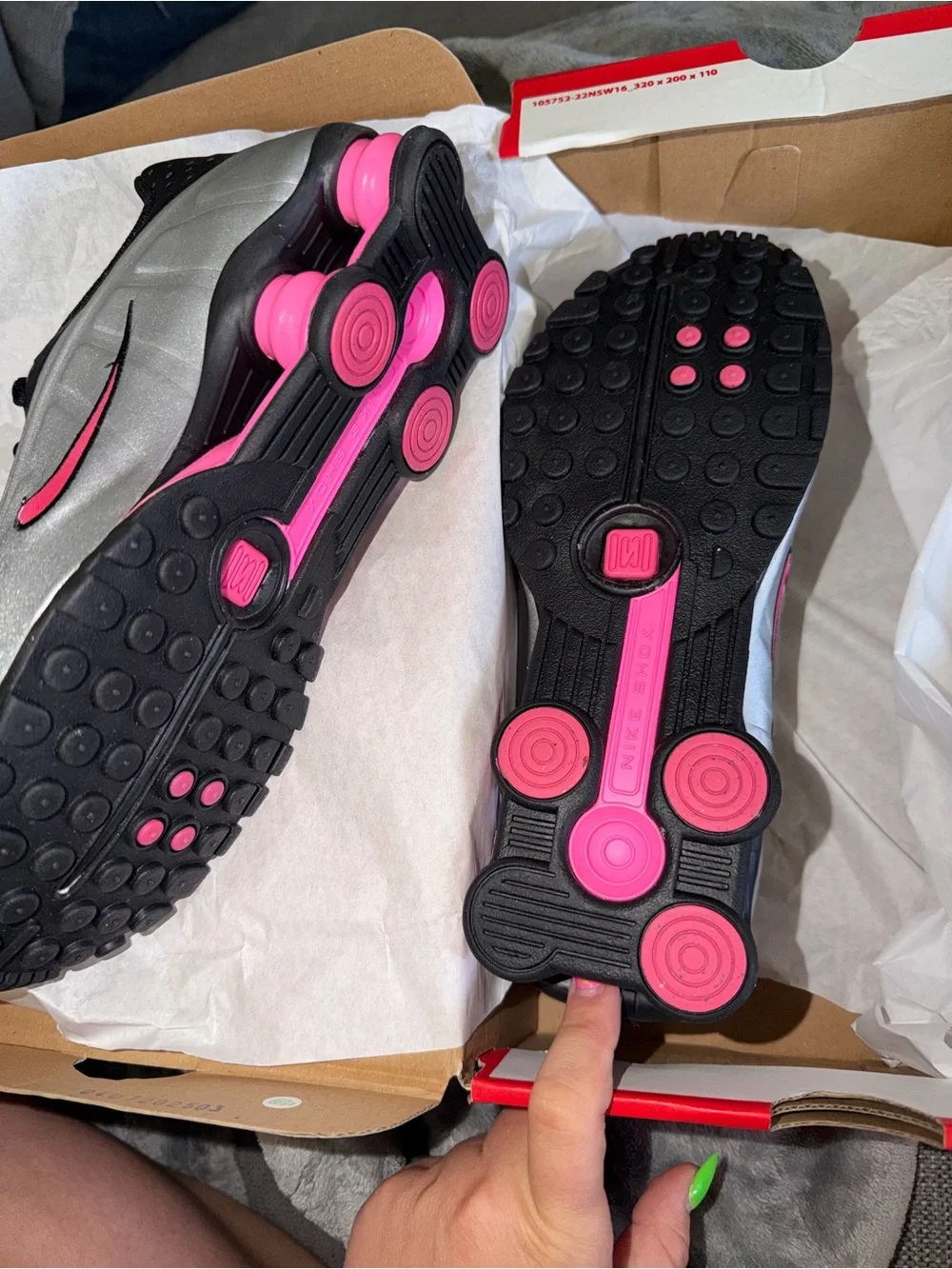 Nike Women’s Shox Sneakers - Silver, Black & Pink